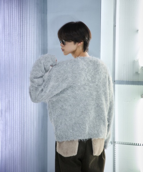 sedacle(セダクル)の「刺繍シャギーニットカーディガン(カーディガン/ボレロ・レディース・ネイビー/ダークブラウン/グレー・SMALL/MEDIUM/LARGE)」の5枚目の写真