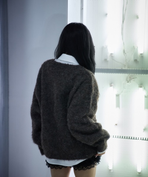 sedacle(セダクル)の「刺繍シャギーニットカーディガン(カーディガン/ボレロ・レディース・ネイビー/ダークブラウン/グレー・SMALL/MEDIUM/LARGE)」の13枚目の写真