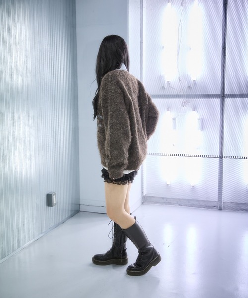 sedacle(セダクル)の「刺繍シャギーニットカーディガン(カーディガン/ボレロ・レディース・ネイビー/ダークブラウン/グレー・SMALL/MEDIUM/LARGE)」の15枚目の写真