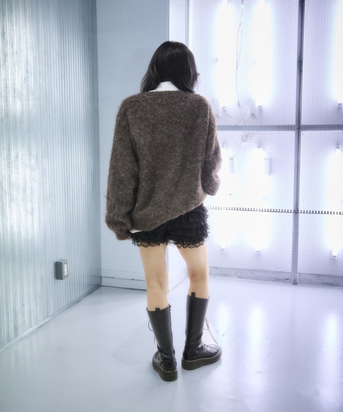 sedacle(セダクル)の「刺繍シャギーニットカーディガン(カーディガン/ボレロ・レディース・ネイビー/ダークブラウン/グレー・SMALL/MEDIUM/LARGE)」の19枚目の写真