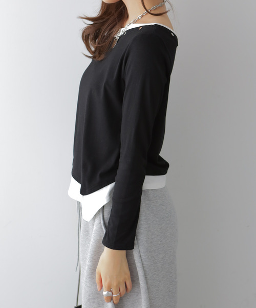 VIVID LADY(ビビッドレディー)の「アシンメトリーワンショルダートップス(Tシャツ/カットソー・レディース・ホワイト/ブラック・FREE)」の20枚目の写真