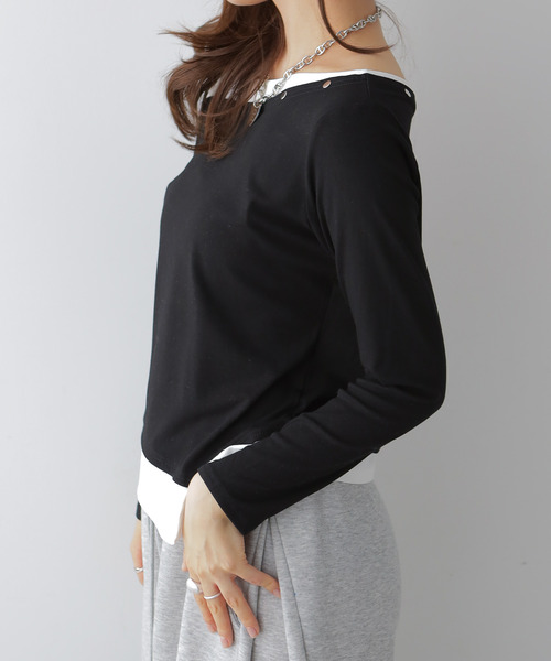 VIVID LADY(ビビッドレディー)の「アシンメトリーワンショルダートップス(Tシャツ/カットソー・レディース・ホワイト/ブラック・FREE)」の19枚目の写真