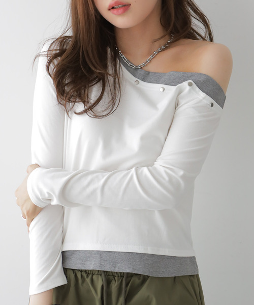 VIVID LADY(ビビッドレディー)の「アシンメトリーワンショルダートップス(Tシャツ/カットソー・レディース・ホワイト/ブラック・FREE)」の21枚目の写真