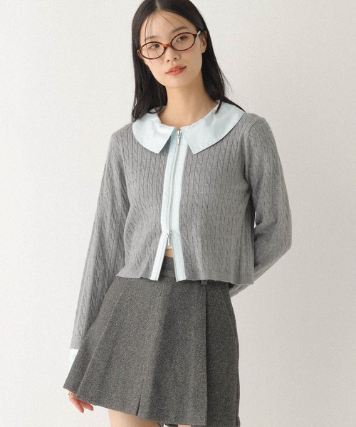 セール】布帛ドッキングZIPニット 598415（ニット/セーター）｜Heather