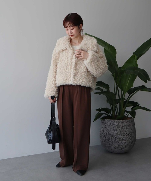 美品24/AW完売品　ソラ　プードルファーショートブルゾン　Rikako 2025AW】プードルファーショートブルゾン（ブルゾン）｜earth