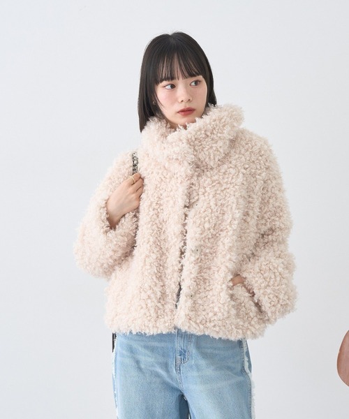 earth music&ecology（アースミュージックアンドエコロジー）の「【2025AW】プードルファーショートブルゾン（ブルゾン・レディース・ブラウン/クリーム/ピンクベージュ・FREE）」の19枚目の写真