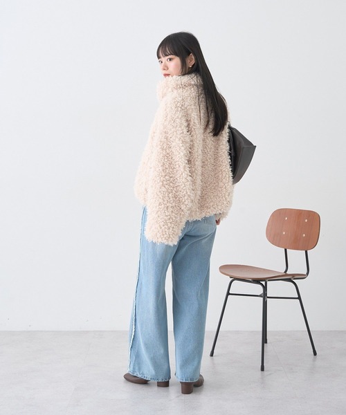 earth music&ecology（アースミュージックアンドエコロジー）の「【2025AW】プードルファーショートブルゾン（ブルゾン・レディース・ブラウン/クリーム/ピンクベージュ・FREE）」の14枚目の写真