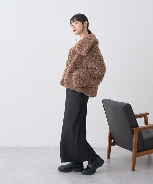 earth music&ecology（アースミュージックアンドエコロジー）の「【2025AW】プードルファーショートブルゾン（ブルゾン・レディース・ブラウン/クリーム/ピンクベージュ・FREE）」の10枚目の写真