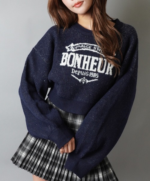 SPINNS（スピンズ）の「2WAYで盛れる！シャツ襟付きジャガードニット/襟取り外し可能（ニット/セーター・レディース・アイボリー/ボルドー/チャコール/ネイビー・ONESIZE）」の6枚目の写真