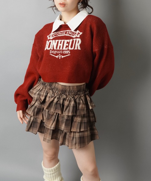 SPINNS（スピンズ）の「2WAYで盛れる！シャツ襟付きジャガードニット/襟取り外し可能（ニット/セーター・レディース・アイボリー/ボルドー/チャコール/ネイビー・ONESIZE）」の22枚目の写真