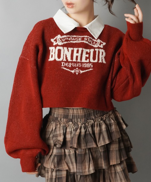 SPINNS（スピンズ）の「2WAYで盛れる！シャツ襟付きジャガードニット/襟取り外し可能（ニット/セーター・レディース・アイボリー/ボルドー/チャコール/ネイビー・ONESIZE）」の18枚目の写真