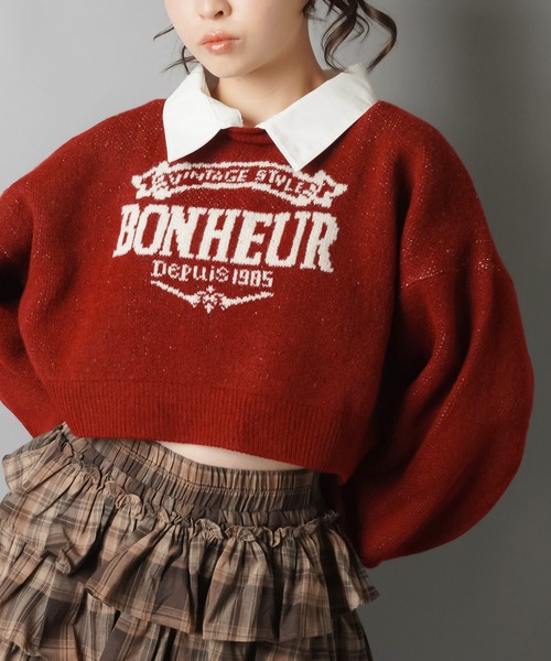 SPINNS（スピンズ）の「2WAYで盛れる！シャツ襟付きジャガードニット/襟取り外し可能（ニット/セーター・レディース・アイボリー/ボルドー/チャコール/ネイビー・ONESIZE）」の19枚目の写真