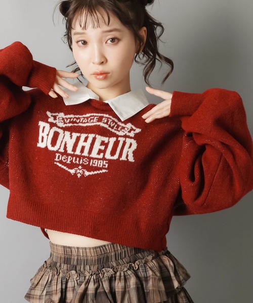 SPINNS（スピンズ）の「2WAYで盛れる！シャツ襟付きジャガードニット/襟取り外し可能（ニット/セーター・レディース・アイボリー/ボルドー/チャコール/ネイビー・ONESIZE）」の21枚目の写真