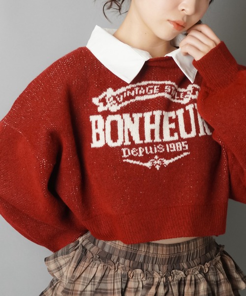 SPINNS（スピンズ）の「2WAYで盛れる！シャツ襟付きジャガードニット/襟取り外し可能（ニット/セーター・レディース・アイボリー/ボルドー/チャコール/ネイビー・ONESIZE）」の20枚目の写真