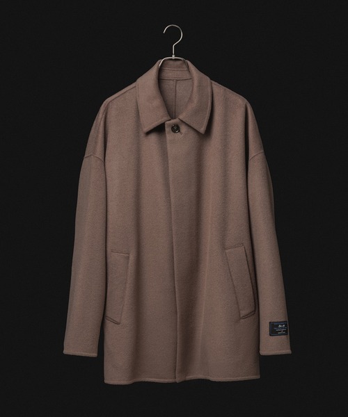 メリノウール ダブルフェイス ショート ステンカラーコート（ステン