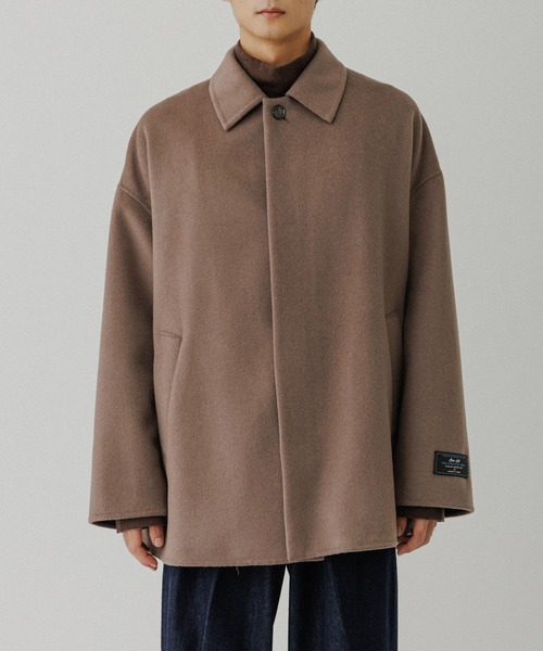 メリノウール ダブルフェイス ショート ステンカラーコート（ステン