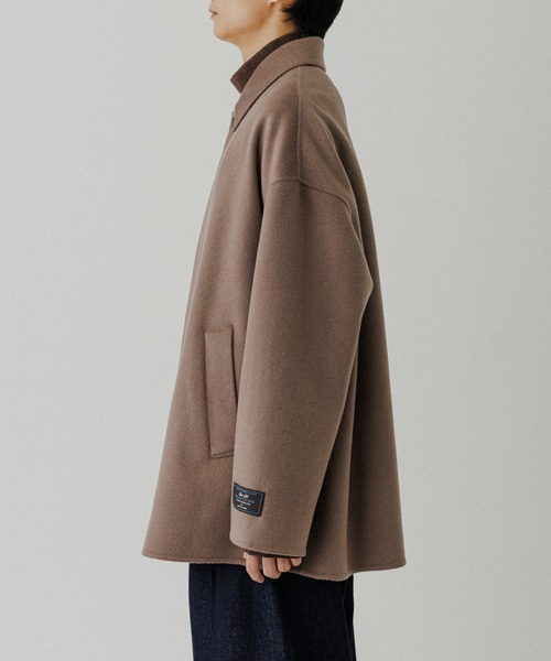 メリノウール ダブルフェイス ショート ステンカラーコート（ステン