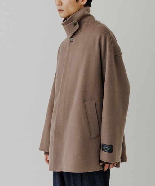メリノウール ダブルフェイス ショート ステンカラーコート（ステン