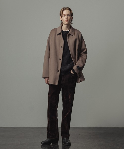 メリノウール ダブルフェイス ショート ステンカラーコート（ステン