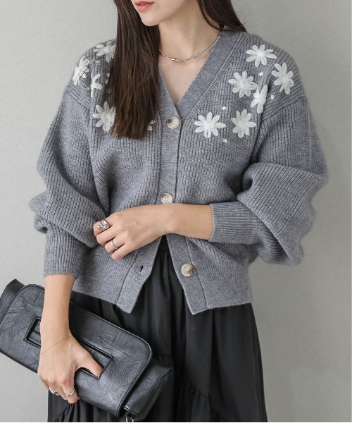 美品✨】RHC flower cardigan モヘアニットカーディガン 刺繍 RHC ロン