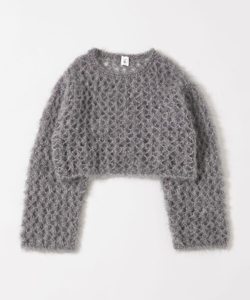 6(ロク)の「<6(ROKU)>モヘヤウール メッシュ ニット(ニット/セーター・レディース・ネイビー/グレー系・FREE)」の4枚目の写真