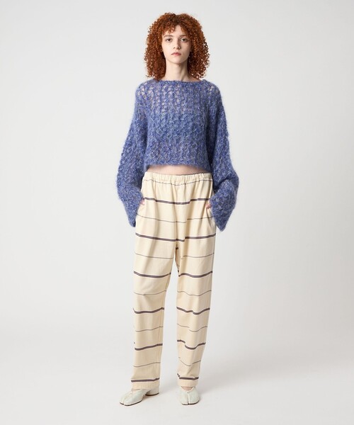 6(ロク)の「<6(ROKU)>モヘヤウール メッシュ ニット(ニット/セーター・レディース・ネイビー/グレー系・FREE)」の8枚目の写真