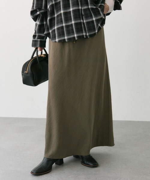 PUAL CE CIN（ピュアルセシン）の「【＠sein___000 セレクト】ソフトツイルバイヤススカート（スカート・レディース・ブラック/グレイッシュベージュ/オリーブ・FREE）」の3枚目の写真