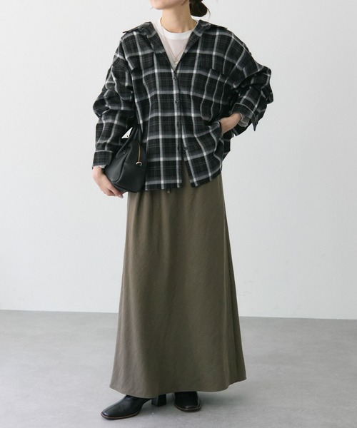 PUAL CE CIN（ピュアルセシン）の「【＠sein___000 セレクト】ソフトツイルバイヤススカート（スカート・レディース・ブラック/グレイッシュベージュ/オリーブ・FREE）」の12枚目の写真