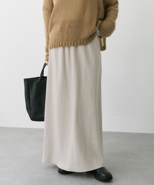 PUAL CE CIN（ピュアルセシン）の「【＠sein___000 セレクト】ソフトツイルバイヤススカート（スカート・レディース・ブラック/グレイッシュベージュ/オリーブ・FREE）」の4枚目の写真