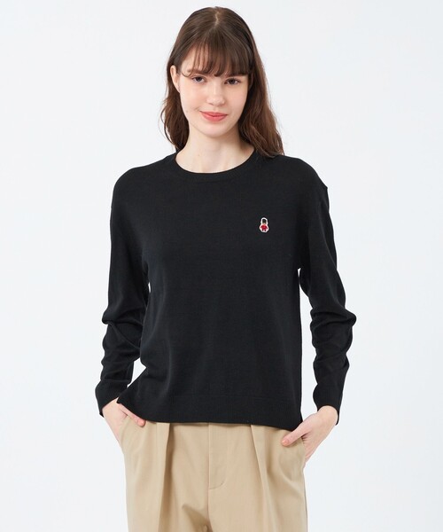 MACKINTOSH PHILOSOPHY(マッキントッシュ フィロソフィー)の「【WEB&一部店舗限定】バッキンガムベア ワッペンクルーネックニット(ニット/セーター・レディース・ブラック/ホワイト系その他/ダークネイビー/パープル系その他4/ブラウン/グレー系その他2・38)」の3枚目の写真
