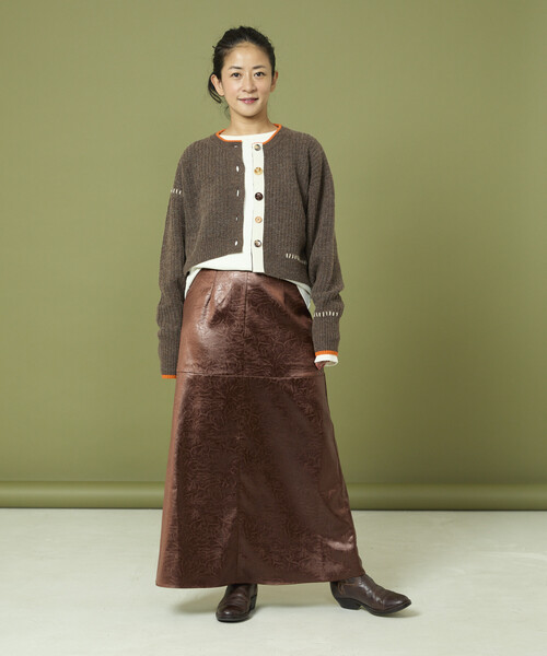 Freada（フリーダ）の「Freada/フリーダ ショート丈 配色 ニットカーディガン（カーディガン/ボレロ・レディース・ダークブラウン/グレー・ONE SIZE）」の6枚目の写真