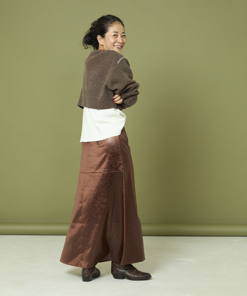 Freada（フリーダ）の「Freada/フリーダ ショート丈 配色 ニットカーディガン（カーディガン/ボレロ・レディース・ダークブラウン/グレー・ONE SIZE）」の9枚目の写真