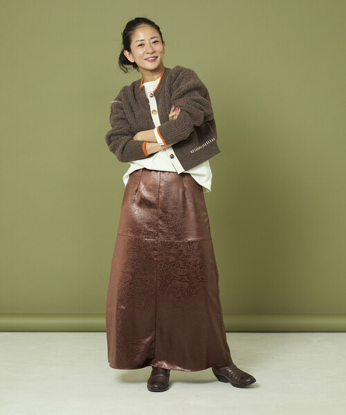 Freada（フリーダ）の「Freada/フリーダ ショート丈 配色 ニットカーディガン（カーディガン/ボレロ・レディース・ダークブラウン/グレー・ONE SIZE）」の10枚目の写真