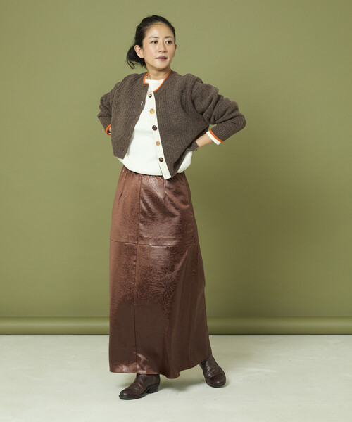 Freada（フリーダ）の「Freada/フリーダ ショート丈 配色 ニットカーディガン（カーディガン/ボレロ・レディース・ダークブラウン/グレー・ONE SIZE）」の11枚目の写真