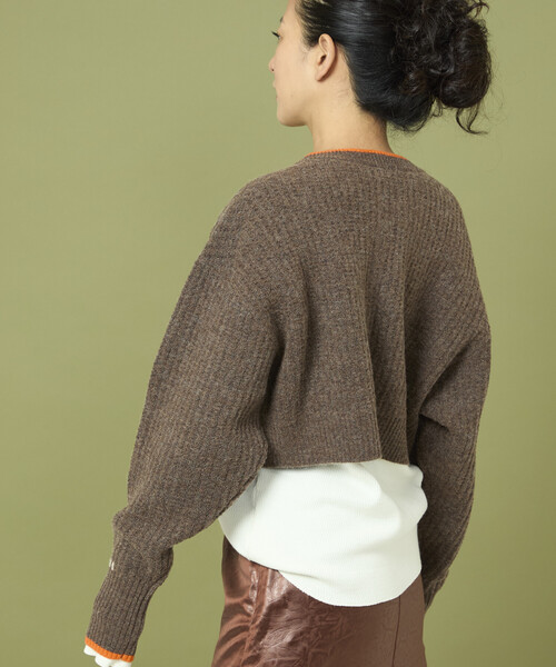 Freada（フリーダ）の「Freada/フリーダ ショート丈 配色 ニットカーディガン（カーディガン/ボレロ・レディース・ダークブラウン/グレー・ONE SIZE）」の17枚目の写真