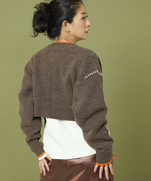 Freada（フリーダ）の「Freada/フリーダ ショート丈 配色 ニットカーディガン（カーディガン/ボレロ・レディース・ダークブラウン/グレー・ONE SIZE）」の18枚目の写真