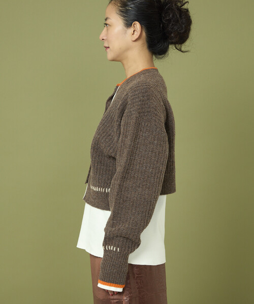 Freada（フリーダ）の「Freada/フリーダ ショート丈 配色 ニットカーディガン（カーディガン/ボレロ・レディース・ダークブラウン/グレー・ONE SIZE）」の20枚目の写真