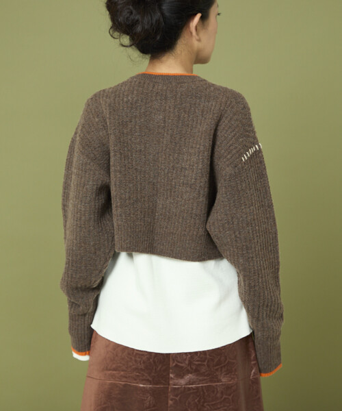 Freada（フリーダ）の「Freada/フリーダ ショート丈 配色 ニットカーディガン（カーディガン/ボレロ・レディース・ダークブラウン/グレー・ONE SIZE）」の21枚目の写真