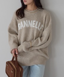 モヘアタッチ フェザーロゴジャガードニット