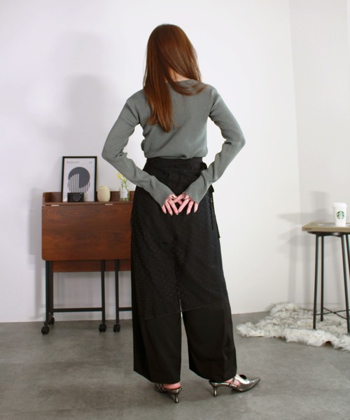 セール】ビスチェライクリブトップス / 長袖 クルーネック 細見え