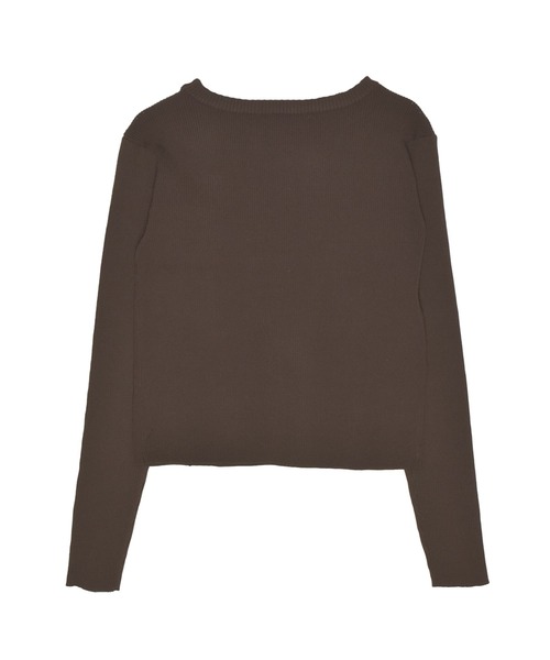 ビスチェライクリブトップス / 長袖 クルーネック 細見え 着痩せ