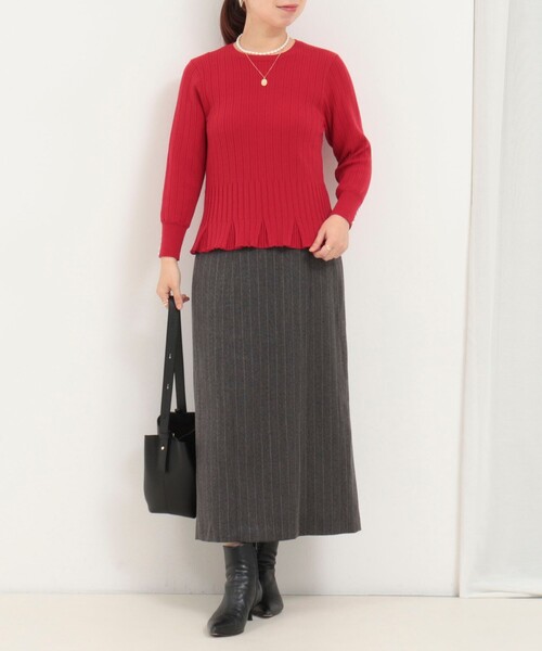 MICO COULIER(ミコクリエ)の「ティアードリブニットプルオーバー(ニット/セーター・レディース・ブラウン/レッド/グレー・38)」の13枚目の写真