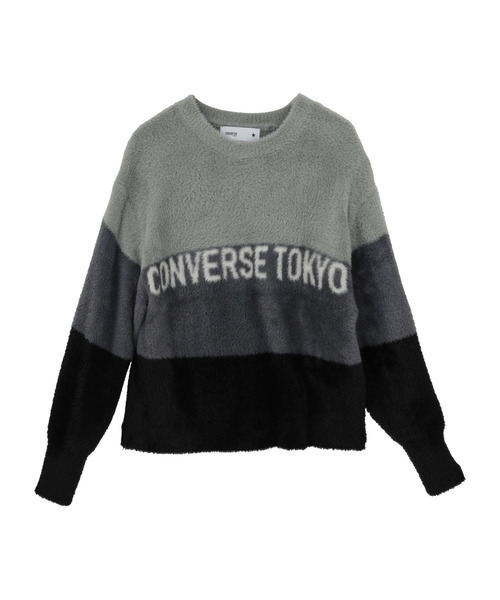 CONVERSE TOKYO（コンバーストウキョウ）の「MULTI BORDER FEATHER KNIT（ニット/セーター・レディース・イエロー/ブルー/チャコールグレー・FREE）」の7枚目の写真