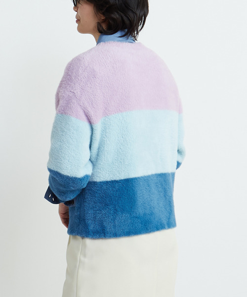 CONVERSE TOKYO（コンバーストウキョウ）の「MULTI BORDER FEATHER KNIT（ニット/セーター・レディース・イエロー/ブルー/チャコールグレー・FREE）」の10枚目の写真