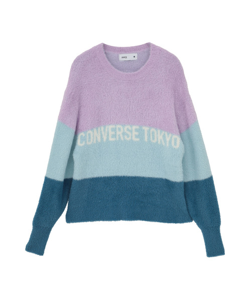 CONVERSE TOKYO（コンバーストウキョウ）の「MULTI BORDER FEATHER KNIT（ニット/セーター・レディース・イエロー/ブルー/チャコールグレー・FREE）」の12枚目の写真