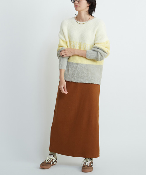 CONVERSE TOKYO（コンバーストウキョウ）の「MULTI BORDER FEATHER KNIT（ニット/セーター・レディース・イエロー/ブルー/チャコールグレー・FREE）」の15枚目の写真