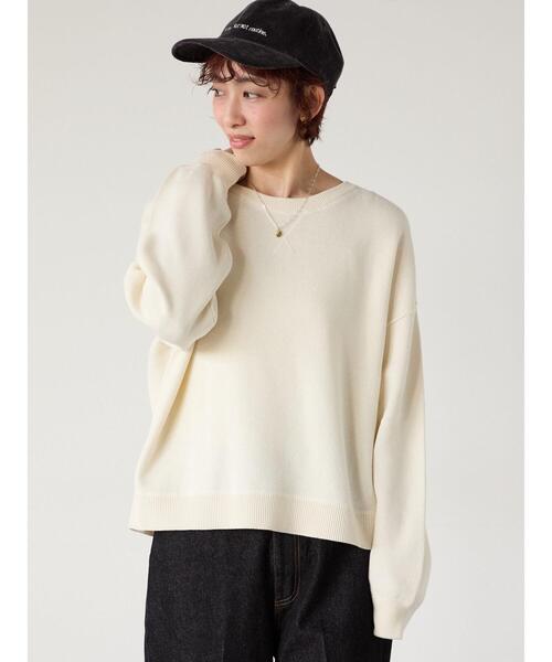 Lugnoncure(ルノンキュール)の「スウェットライククルーネックニット(ニット/セーター・レディース・ブラック/オフホワイト/レッド/グリーン/モカ・F)」の2枚目の写真