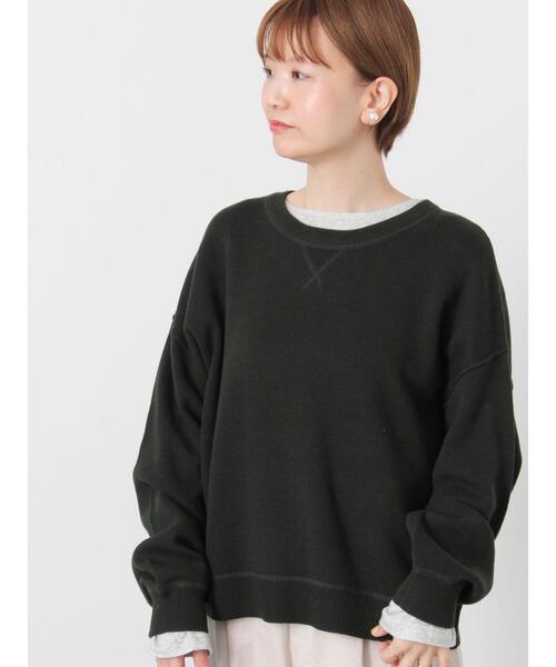 Lugnoncure(ルノンキュール)の「スウェットライククルーネックニット(ニット/セーター・レディース・ブラック/オフホワイト/レッド/グリーン/モカ・F)」の3枚目の写真