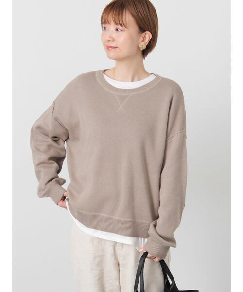 Lugnoncure(ルノンキュール)の「スウェットライククルーネックニット(ニット/セーター・レディース・ブラック/オフホワイト/レッド/グリーン/モカ・F)」の4枚目の写真