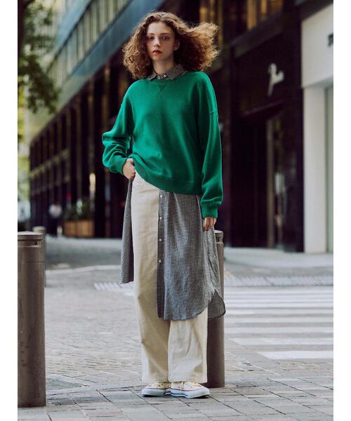 Lugnoncure(ルノンキュール)の「スウェットライククルーネックニット(ニット/セーター・レディース・ブラック/オフホワイト/レッド/グリーン/モカ・F)」の6枚目の写真